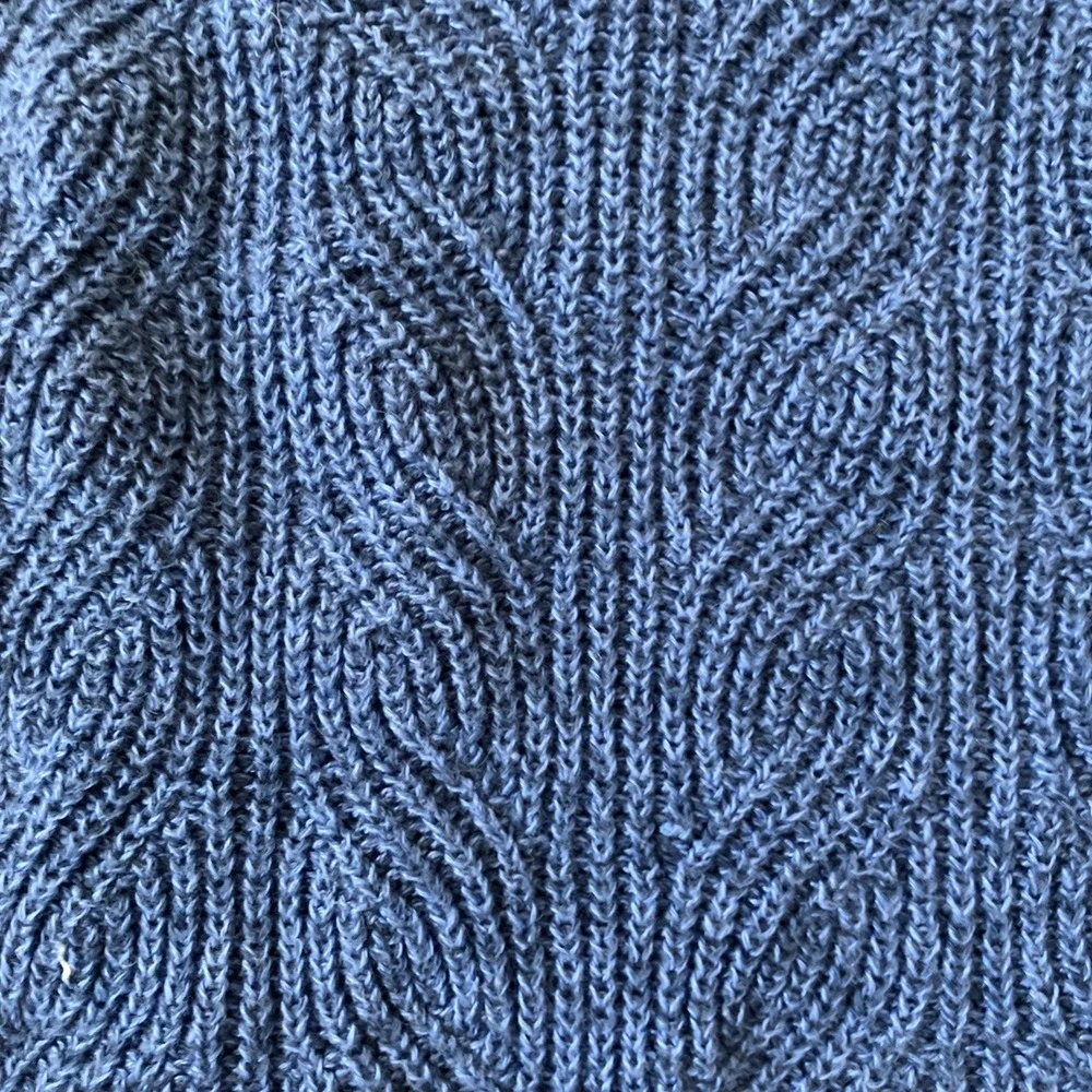 lands' end blue 3/4 sleeve boat neck sweater  Size small Swirl Cable Knit Granny